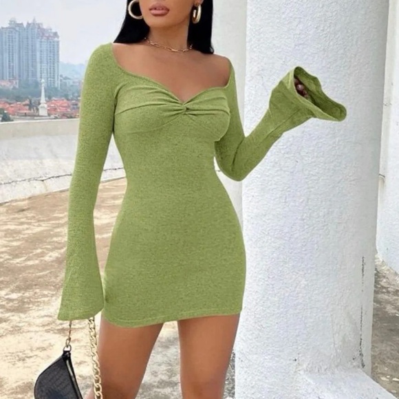 SHEIN Dresses & Skirts - Shein Bell Sleeve Mini Dress Green Size Large